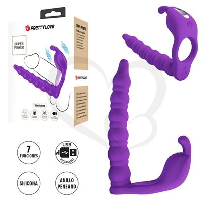 Anillo doble penetracion con vibracion y carga USB